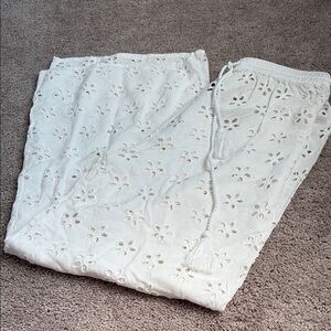 White Eyelet Embroidered Pants